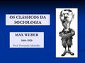 OS CLÁSSICOS DA SOCIOLOGIA MAX WEBER 1864-1920 Prof. Fernando Meirelles.