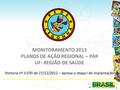 MONITORAMENTO 2013 PLANOS DE AÇÃO REGIONAL – PAR UF- REGIÃO DE SAÚDE Portaria nº 3.070 de 27/12/2012 – aprova a etapa I de implantação.