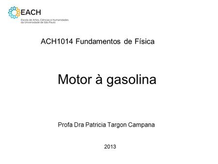 Motor à gasolina Profa Dra Patricia Targon Campana ACH1014 Fundamentos de Física 2013.