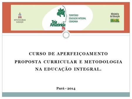 CURSO DE APERFEIÇOAMENTO PROPOSTA CURRICULAR E METODOLOGIA NA EDUCAÇÃO INTEGRAL. Pará - 2014.