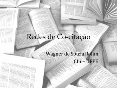 Redes de Co-citação Wagner de Souza Rolim CIn – UFPE.
