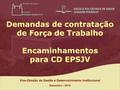 Vice-Direção de Gestão e Desenvolvimento Institucional Dezembro - 2014 Demandas de contratação de Força de Trabalho Encaminhamentos para CD EPSJV.