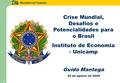 Ministério da Fazenda 1 Crise Mundial, Desafios e Potencialidades para o Brasil Instituto de Economia - Unicamp Guido Mantega 29 de agosto de 2008.