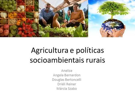 Agricultura e políticas socioambientais rurais Anelise Angela Bernardon Douglas Bertoncelli Driéli Reiner Márcia Szabo.