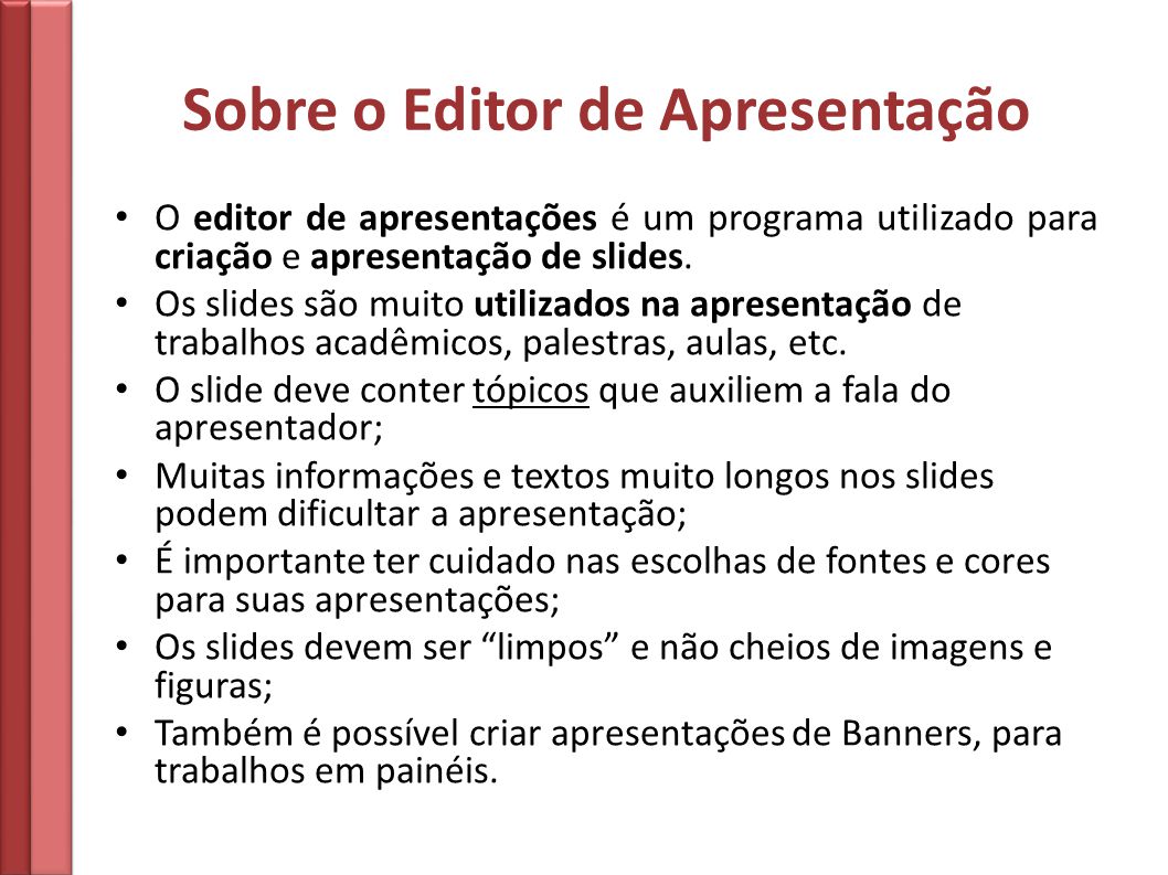 Apresentação de slides para trabalhos academicos