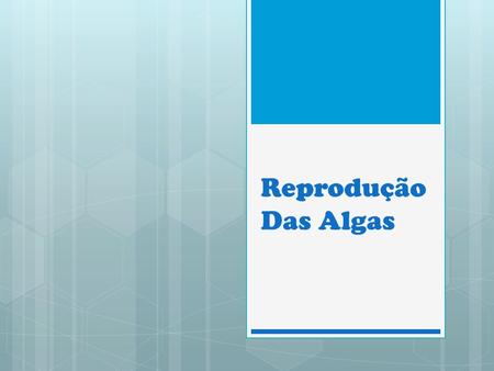 Reprodução Das Algas.