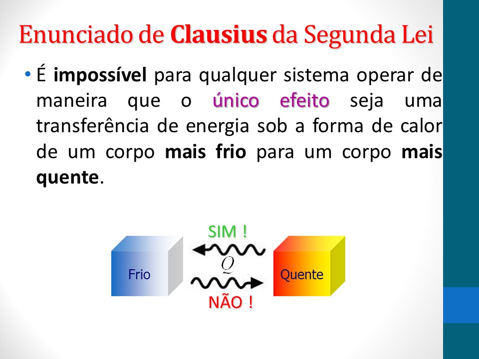 Segunda lei da termodinamica exemplos