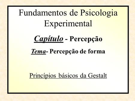Fundamentos de Psicologia Experimental