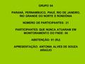 GRUPO 04 PARANÁ, PERNAMBUCO, PIAUÍ, RIO DE JANEIRO, RIO GRANDE DO NORTE E RONDÔNIA NÚMERO DE PARTICIPANTES: 21 PARTICIPANTES QUE NUNCA ATUARAM EM MONITORAMENTO.