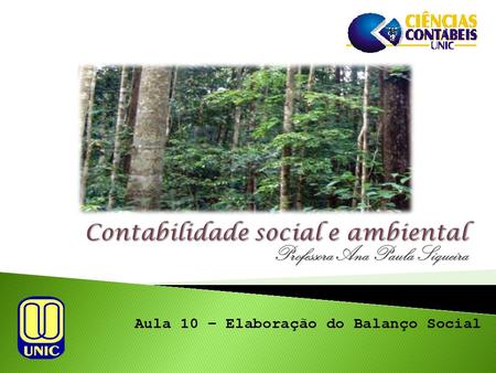Professora Ana Paula Siqueira Aula 10 – Elaboração do Balanço Social.