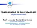 PROGRAMAÇÃO DE COMPUTADORES Engenharia Unificado Prof. Leonardo Bacelar Lima Santos Departamento de Matemática