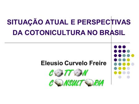 SITUAÇÃO ATUAL E PERSPECTIVAS DA COTONICULTURA NO BRASIL