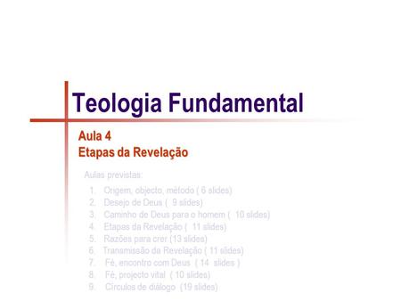 Teologia Fundamental Revelação primitiva