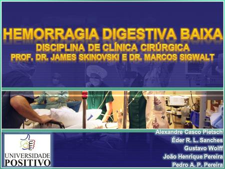 HEMORRAGIA DIGESTIVA BAIXA Disciplina de Clínica Cirúrgica Prof. Dr