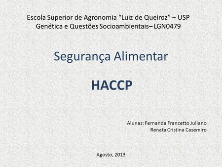 HACCP Segurança Alimentar