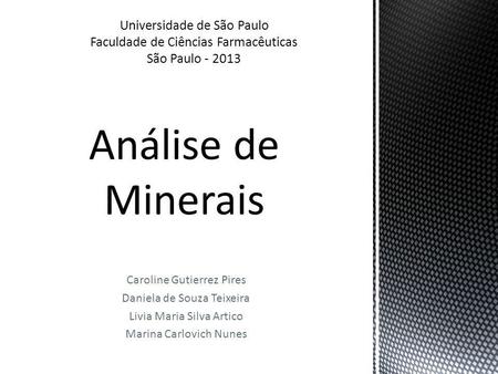 Análise de Minerais Universidade de São Paulo