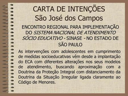 CARTA DE INTENÇÕES São José dos Campos