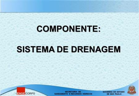 COMPONENTE: SISTEMA DE DRENAGEM.