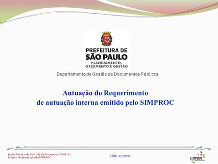 Autuação do Requerimento de autuação interna emitido pelo SIMPROC