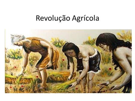 Revolução Agrícola. Durante muito tempo nossos ancestrais viveram da caça, pesca, coleta de frutas e raízes. A agricultura modificou os hábitos do ser.