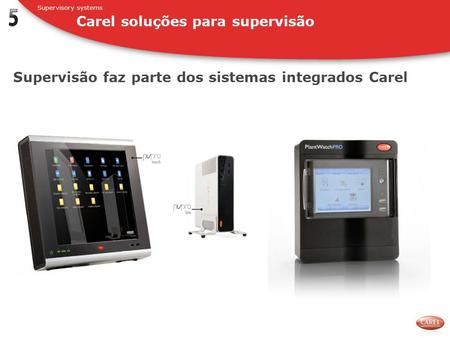 Supervisão faz parte dos sistemas integrados Carel Supervisory systems Carel soluções para supervisão.