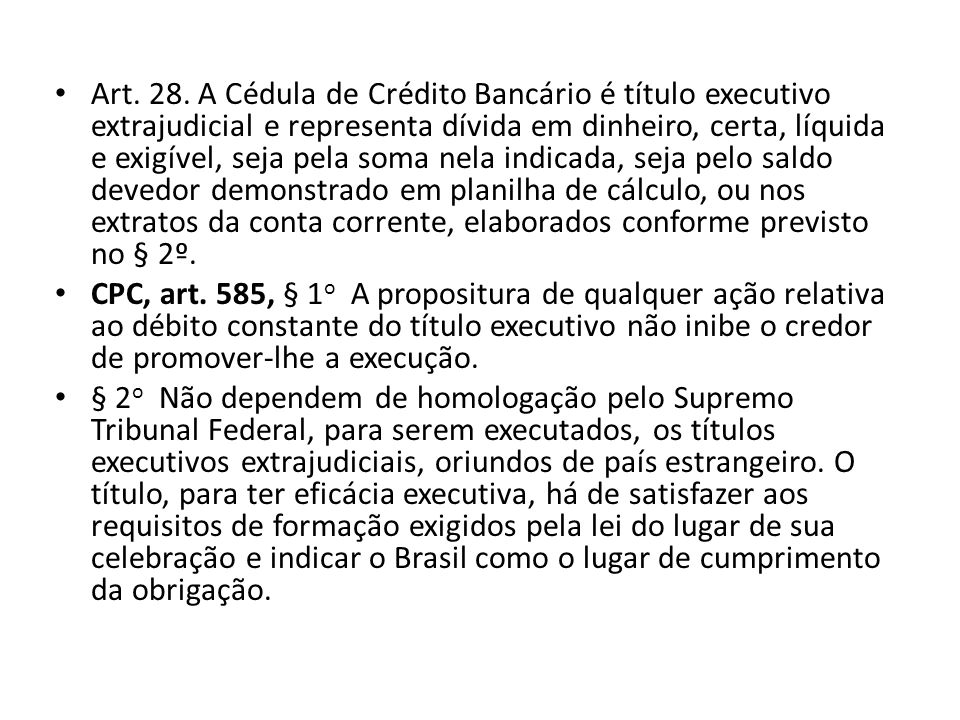 ação de execução de título extrajudicial cédula de crédito bancário