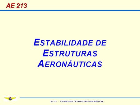 AE 213 - ESTABILIDADE DE ESTRUTURAS AERONÁUTICAS AE 213.