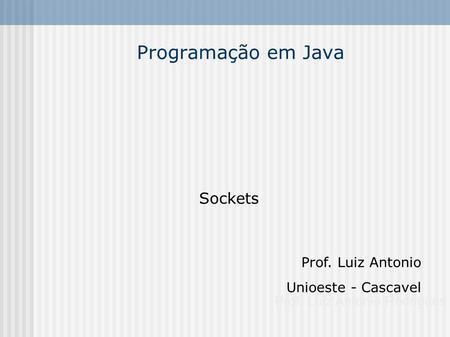 Programação em Java Sockets Prof. Luiz Antonio Rodrigues Prof. Luiz Antonio Unioeste - Cascavel Jpanel e Diagramadores.