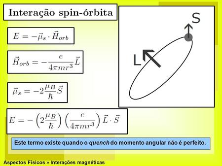 Aspectos Físicos » Interações magnéticas Este termo existe quando o quench do momento angular não é perfeito.