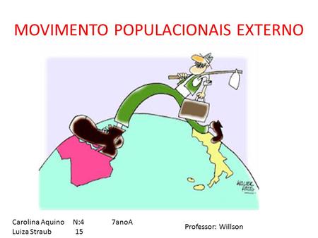 MOVIMENTO POPULACIONAIS EXTERNO Professor: Willson Carolina Aquino N:4 7anoA Luiza Straub 15.