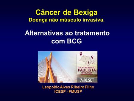 Câncer de Bexiga Doença não músculo invasiva. Alternativas ao tratamento com BCG Leopoldo Alves Ribeiro Filho ICESP - FMUSP.