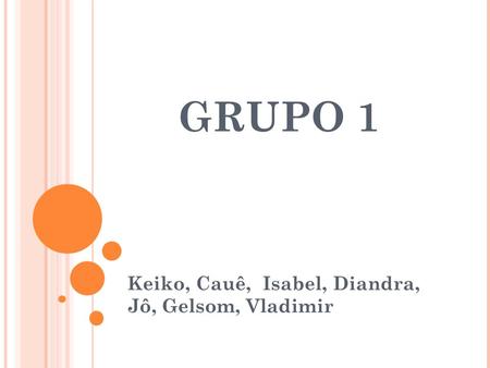 GRUPO 1 Keiko, Cauê, Isabel, Diandra, Jô, Gelsom, Vladimir.