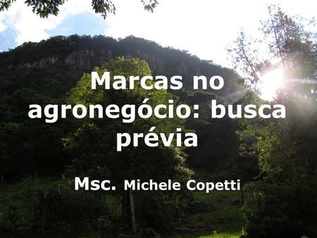 Marcas no agronegócio: busca prévia Msc. Michele Copetti