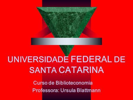 UNIVERSIDADE FEDERAL DE SANTA CATARINA Curso de Biblioteconomia Professora: Ursula Blattmann.