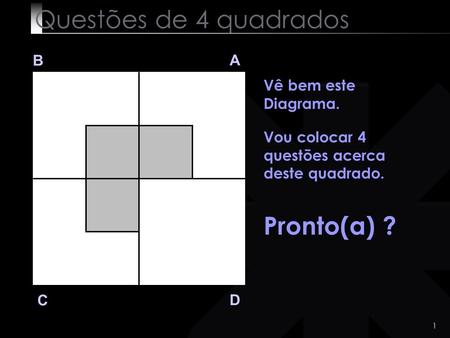 Questões de 4 quadrados Pronto(a) ? B A Vê bem este Diagrama.