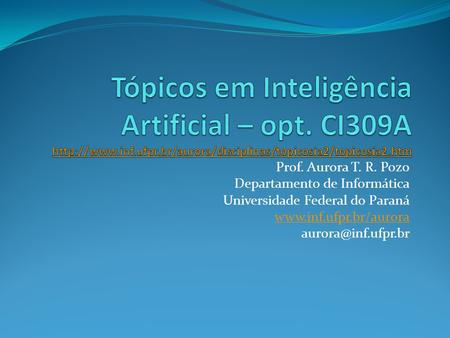 Tópicos em Inteligência Artificial – opt. CI309A  inf. ufpr