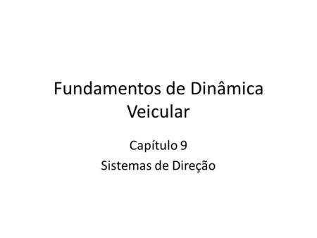 Fundamentos de Dinâmica Veicular