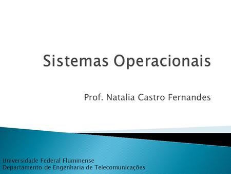 Prof. Natalia Castro Fernandes Universidade Federal Fluminense Departamento de Engenharia de Telecomunicações.