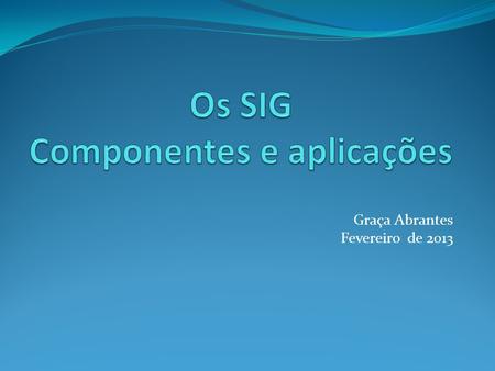 Os SIG Componentes e aplicações