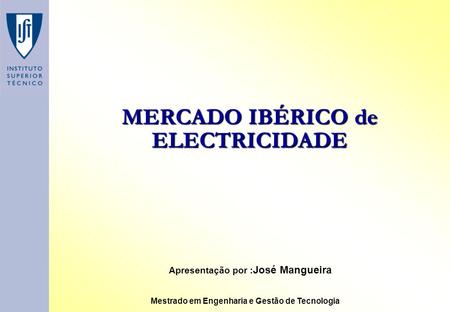MERCADO IBÉRICO de ELECTRICIDADE