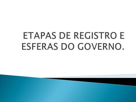 ETAPAS DE REGISTRO E ESFERAS DO GOVERNO.