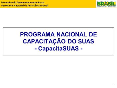 PROGRAMA NACIONAL DE CAPACITAÇÃO DO SUAS - CapacitaSUAS -