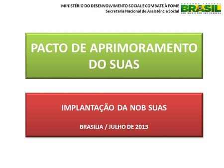 IMPLANTAÇÃO DA NOB SUAS BRASILIA / JULHO DE 2013