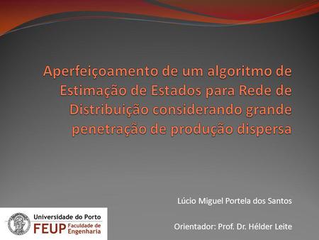 Lúcio Miguel Portela dos Santos Orientador: Prof. Dr. Hélder Leite