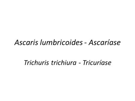 Ascaris lumbricoides - Ascaríase