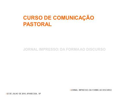CURSO DE COMUNICAÇÃO PASTORAL