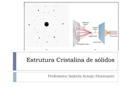 Estrutura Cristalina de sólidos Professora: Isabela Araujo Fioravante.