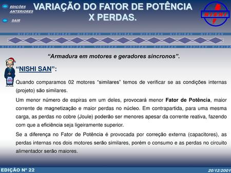 VARIAÇÃO DO FATOR DE POTÊNCIA X PERDAS.