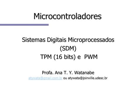 Microcontroladores Sistemas Digitais Microprocessados (SDM)