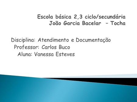 Disciplina: Atendimento e Documentação Professor: Carlos Buco Aluna: Vanessa Esteves.